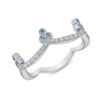 14K White Gold Diamond & Blue Topaz Crown Ring - Abtin & Company 
