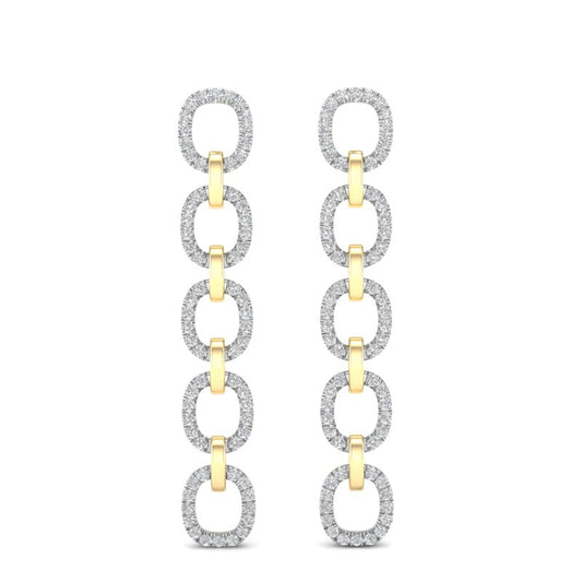 14k Two-toned Gold Chain-link Diamond Earrings - Abtin & Company 