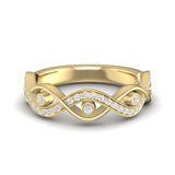 14k Gold Diamond Twisted Wedding Band Stacking Ring - Abtin & Company 