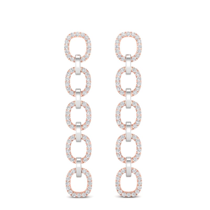 14k Two-toned Gold Chain-link Diamond Earrings - Abtin & Company 