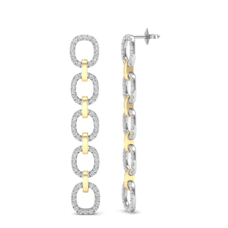 14k Two-toned Gold Chain-link Diamond Earrings - Abtin & Company 