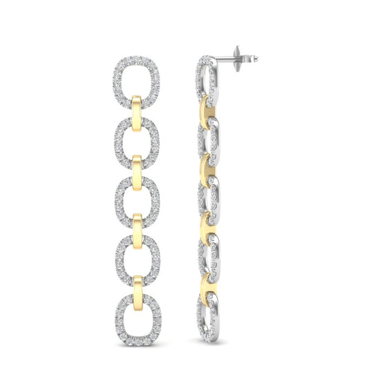 14k Two-toned Gold Chain-link Diamond Earrings - Abtin & Company 