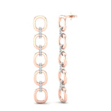 14k Two-toned Gold Chain-link Diamond Earrings - Abtin & Company 