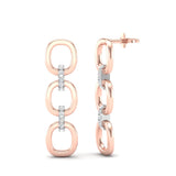14k Two-toned Gold Chain-link Diamond Earrings - Abtin & Company 