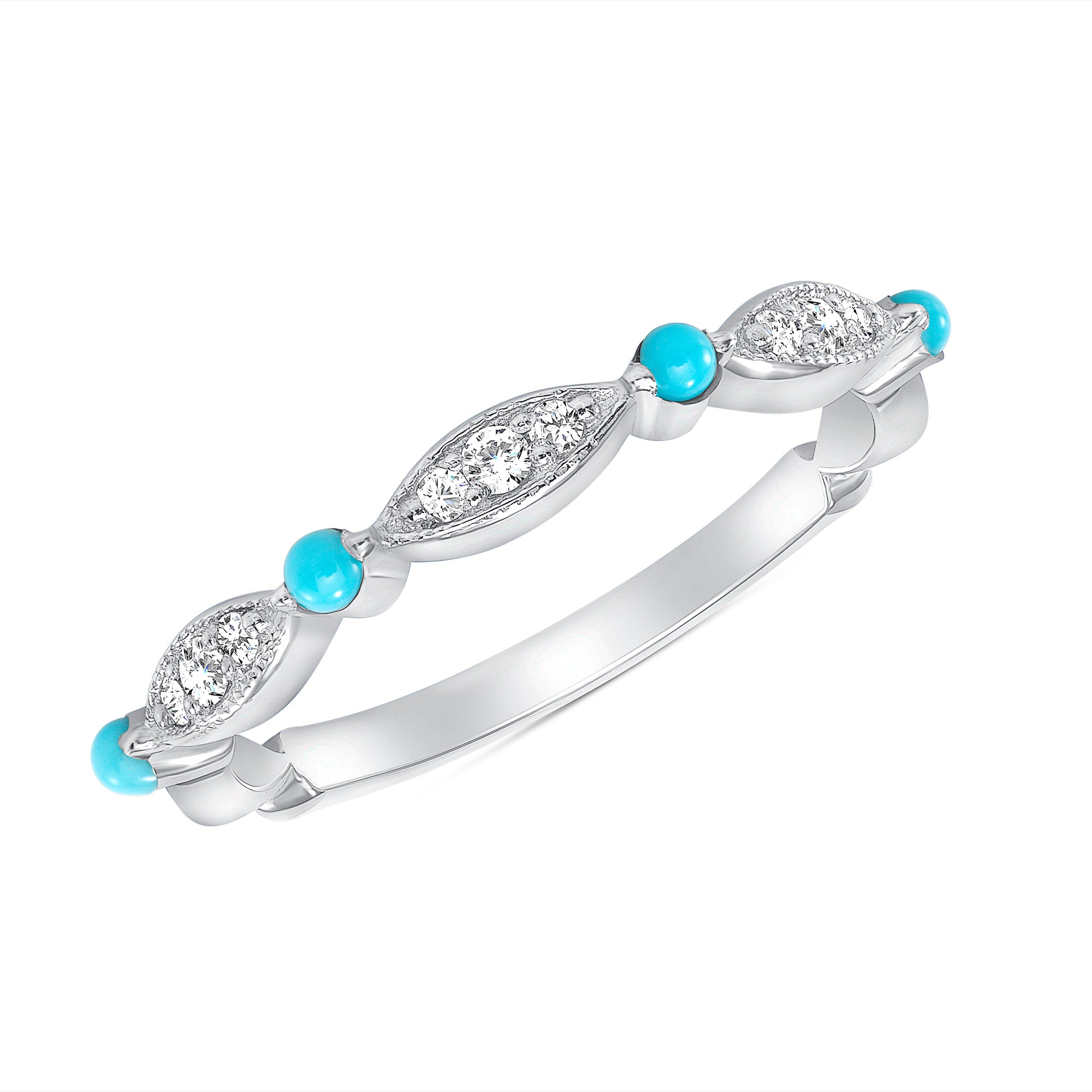 14K Gold Diamond and Turquoise Bead & Eye Ring - Abtin & Company 