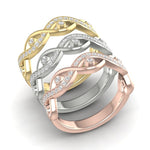 14k Gold Diamond Twisted Wedding Band Stacking Ring - Abtin & Company 