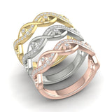 14k Gold Diamond Twisted Wedding Band Stacking Ring - Abtin & Company 