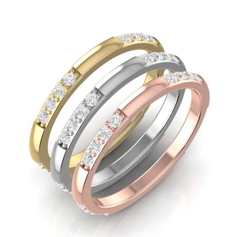 14k Gold Eternity Diamond Stackable Ring Wedding Band - Abtin & Company 