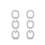14k White Gold Chain-link Diamond Drop Earrings - Abtin & Company 