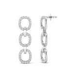 14k White Gold Chain-link Diamond Drop Earrings - Abtin & Company 