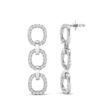 14k White Gold Chain-link Diamond Drop Earrings - Abtin & Company 