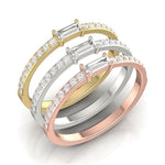 14k Gold White Baguette Sapphire & Diamond Wedding Band/Stackable Ring - Abtin & Company 