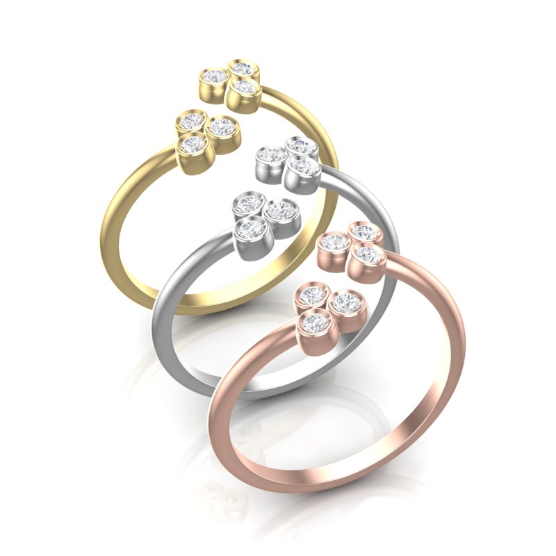 14k Gold Diamond Triple Bezel Cluster Ring - Abtin & Company 