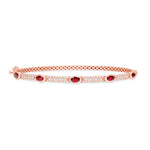 14K Gold Diamond and Ruby Bangle - Abtin & Company 