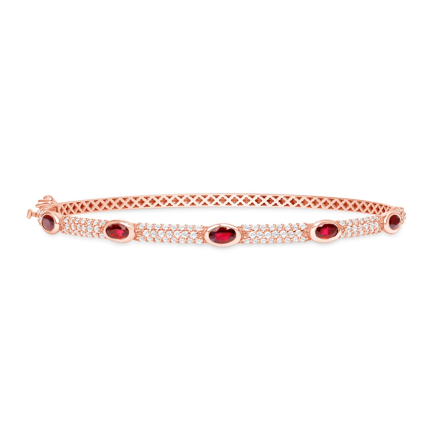 14K Gold Diamond and Ruby Bangle - Abtin & Company 