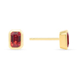 14K Gold Emerald-cut Orange Sapphire Stud Earring - Abtin & Company 