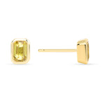 14K Gold Emerald-Cut Yellow Sapphire Stud Earring - Abtin & Company 