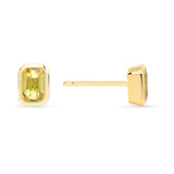 14K Gold Emerald-Cut Yellow Sapphire Stud Earring - Abtin & Company 