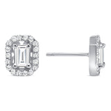 14K Gold Emerald-cut Diamond Halo Stud Earrings - Abtin & Company 