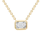 14K Gold Emerald Cut Diamond Bezel Necklace - Abtin & Company 