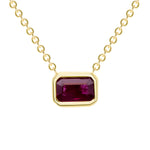 14K Gold Emerald Cut Ruby Bezel Necklace - Abtin & Company 