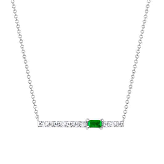 14K Gold Diamond and Emerald Bar Pendant - Abtin & Company 