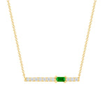 14K Gold Diamond and Emerald Bar Pendant - Abtin & Company 