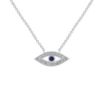 14K Gold Diamond & Blue Sapphire Evil Eye Pendant - Abtin & Company 