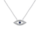 14K Gold Diamond & Blue Sapphire Evil Eye Pendant - Abtin & Company 
