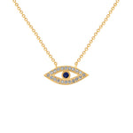 14K Gold Diamond & Blue Sapphire Evil Eye Pendant - Abtin & Company 