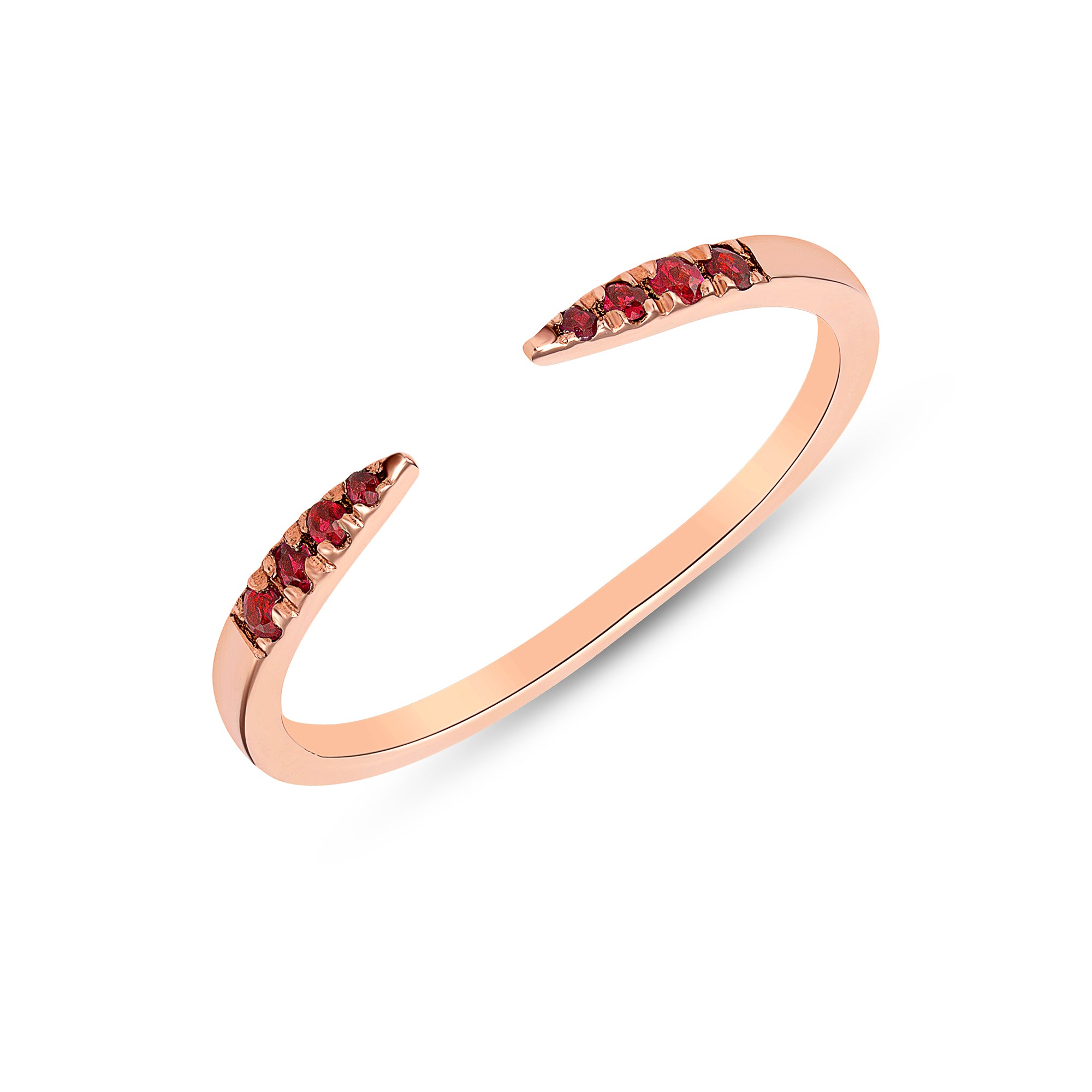14K Gold Ruby Open Minimal Stacking Ring - Abtin & Company 