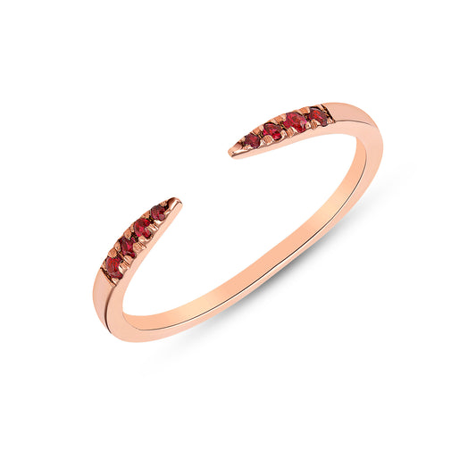 14K Gold Ruby Open Minimal Stacking Ring - Abtin & Company 