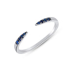 14K White Gold Blue Sapphire Open Minimal Stacking Ring - Abtin & Company 