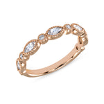 14K Gold Marquise White Sapphire & Diamond Bead & Eye Stacking Band - Abtin & Company 