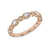 14K Gold Marquise White Sapphire & Diamond Bead & Eye Stacking Band - Abtin & Company 
