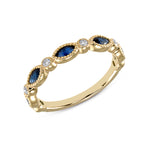14K Yellow Gold Marquise Blue Sapphire & Diamond Bead & Eye Stacking Band - Abtin & Company 