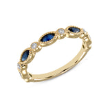 14K Yellow Gold Marquise Blue Sapphire & Diamond Bead & Eye Stacking Band - Abtin & Company 