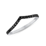 14K White Gold Black Diamond Chevron Stackable Band - Abtin & Company 
