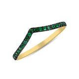 14K Yellow Gold Emerald Chevron Stackable Band - Abtin & Company 