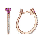 14K Gold Diamond & Pink Sapphire Huggie - Abtin & Company 