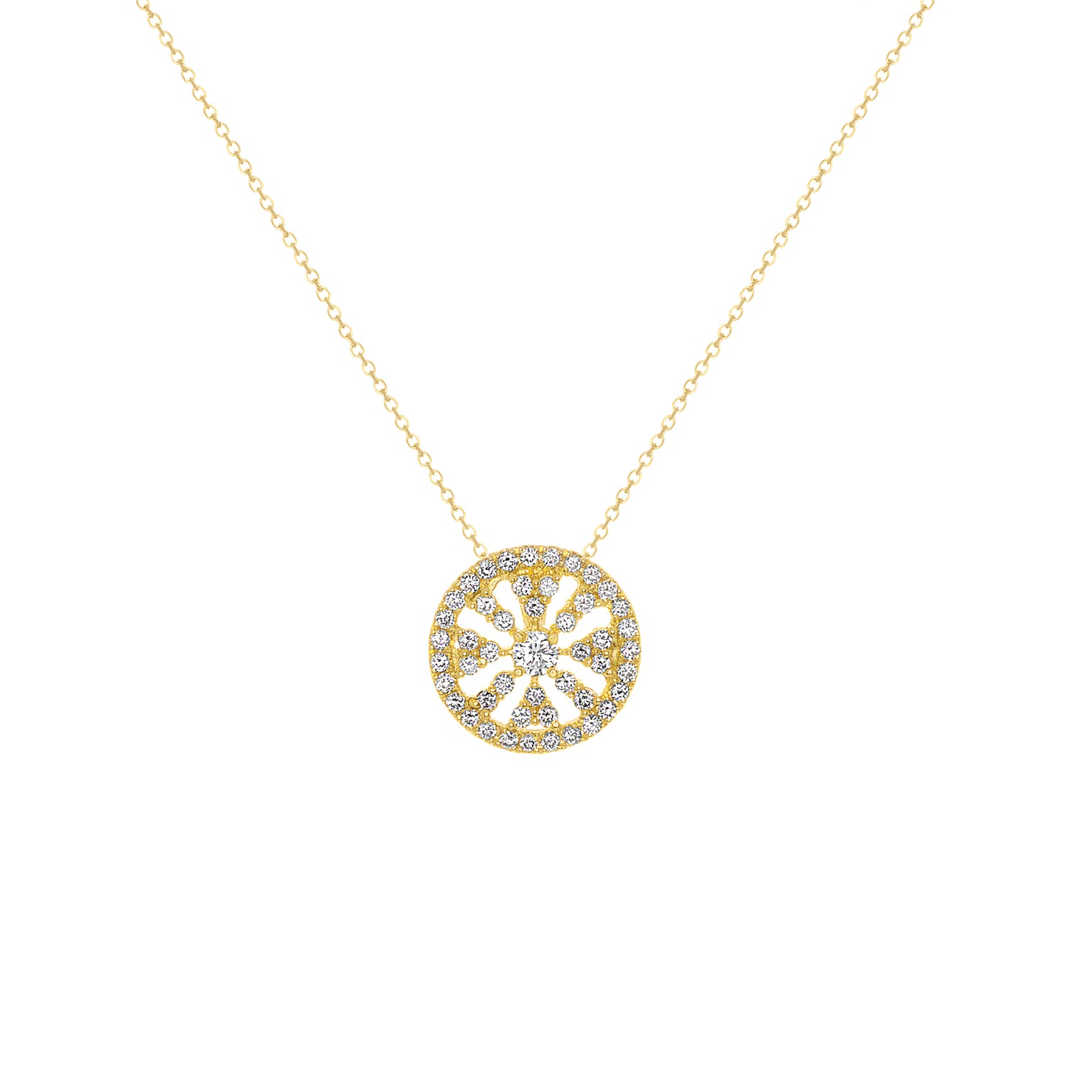 14K Gold Flower Cluster Diamond Pendant - Abtin & Company 