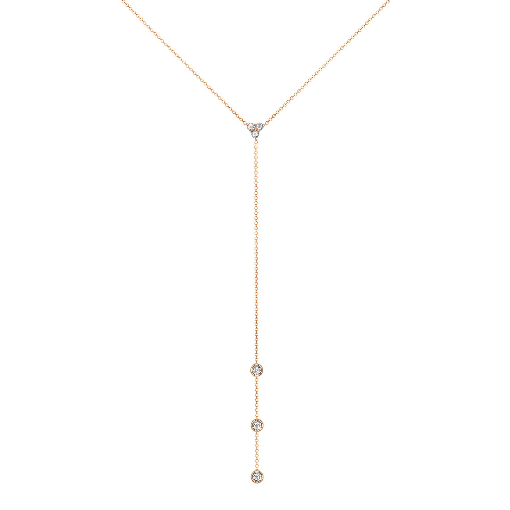 14K Gold Diamond Y-Necklace Lariat Necklace - Abtin & Company 