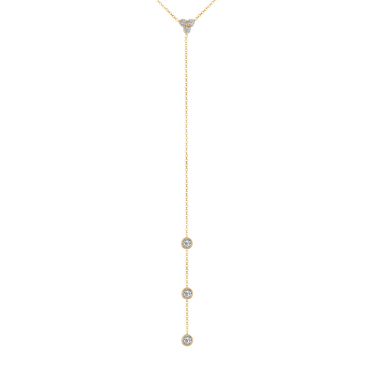 14K Gold Diamond Y-Necklace Lariat Necklace - Abtin & Company 