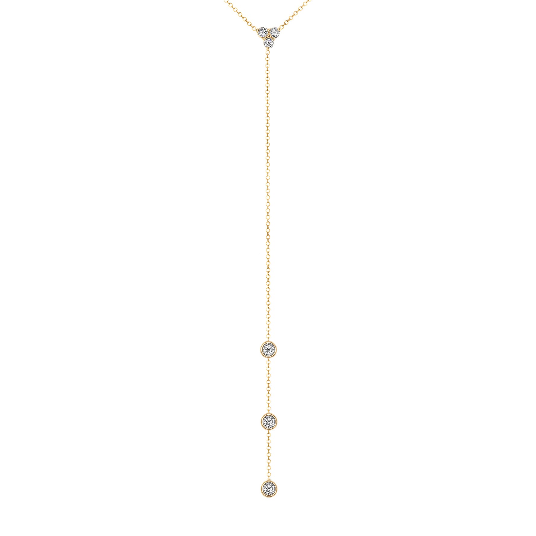 14K Gold Diamond Y-Necklace Lariat Necklace - Abtin & Company 