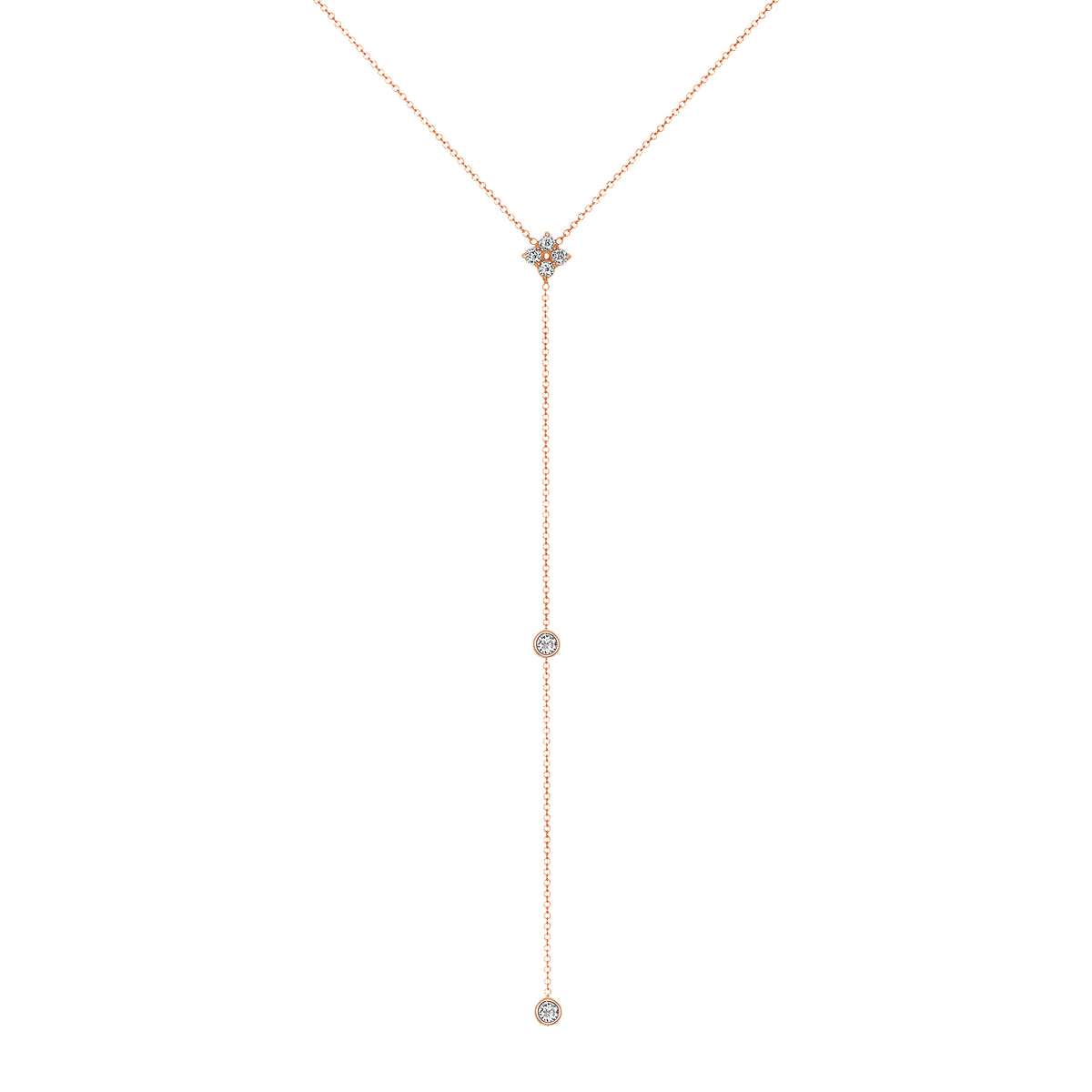 14K Gold Diamond Lariat Necklace Diamond Y-Necklace - Abtin & Company 
