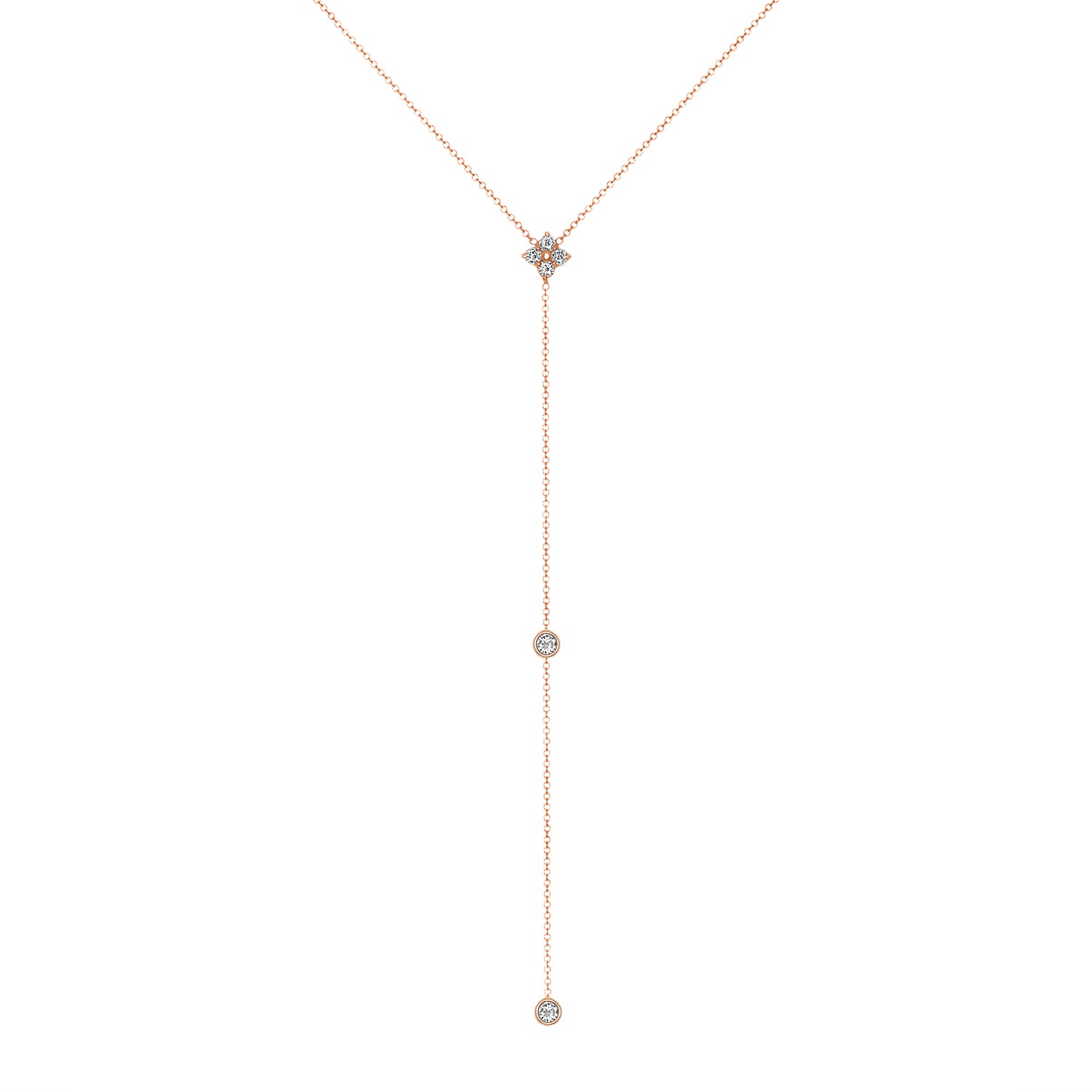 14K Gold Diamond Lariat Necklace Diamond Y-Necklace - Abtin & Company 
