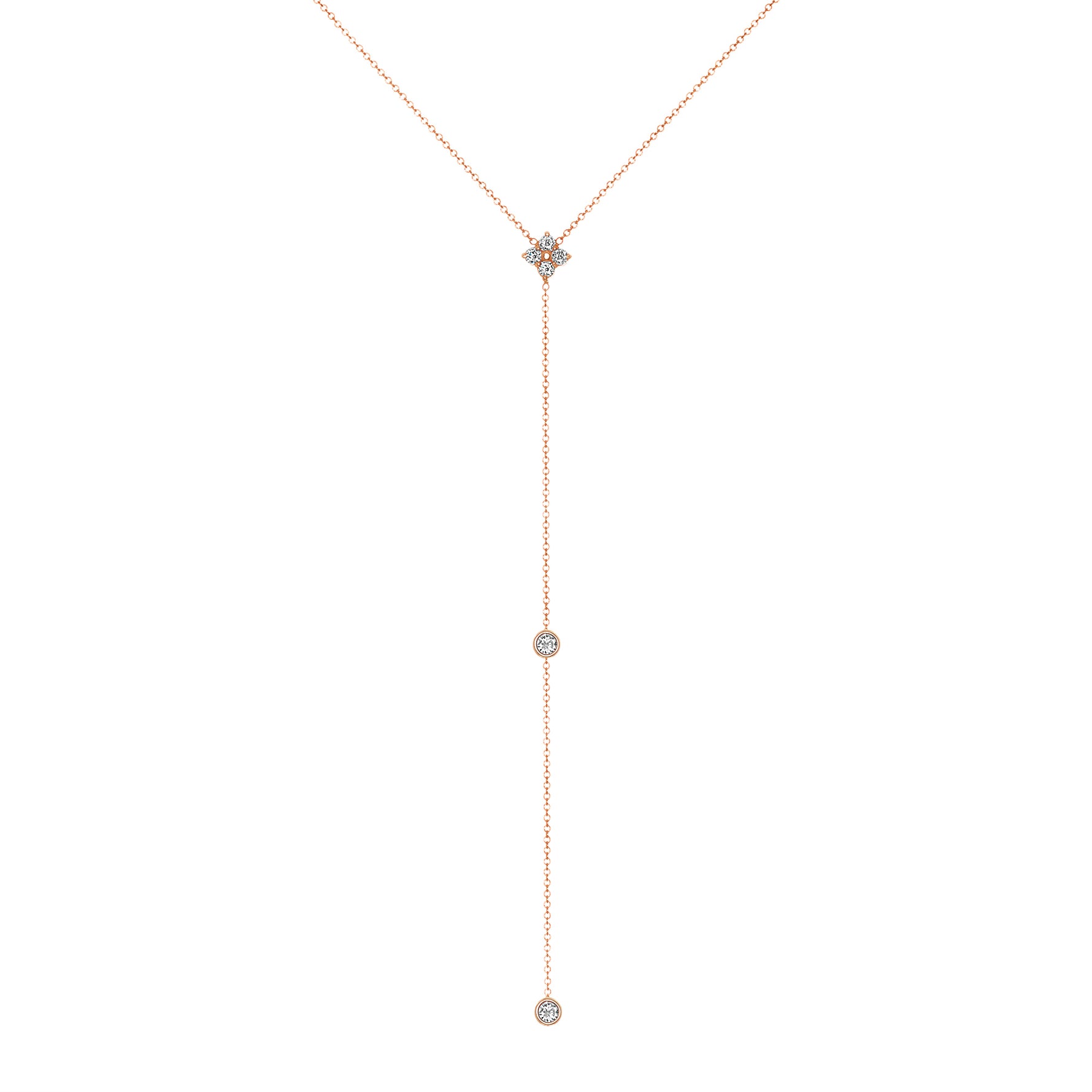14K Gold Diamond Lariat Necklace Diamond Y-Necklace - Abtin & Company 