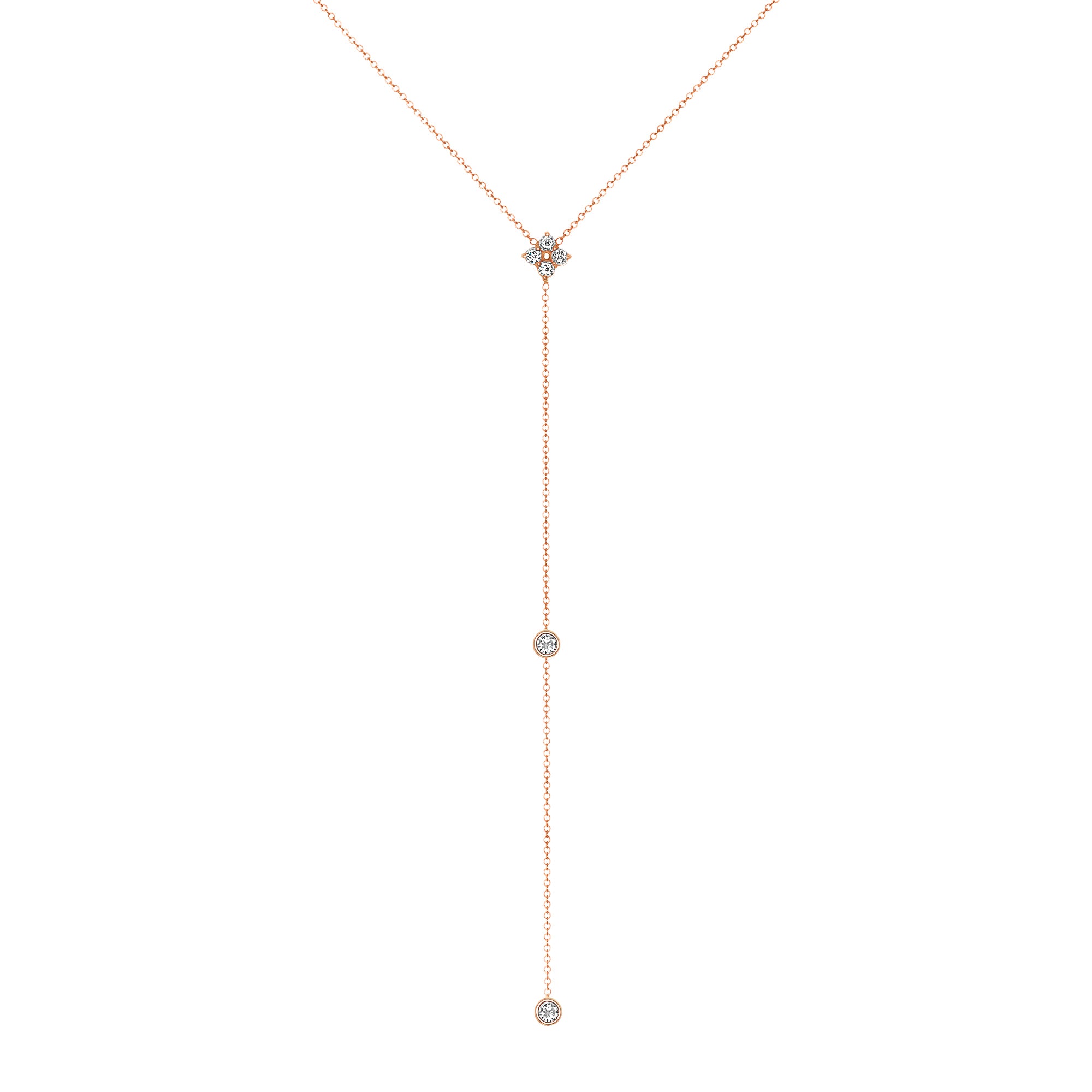 14K Gold Diamond Lariat Necklace Diamond Y-Necklace - Abtin & Company 