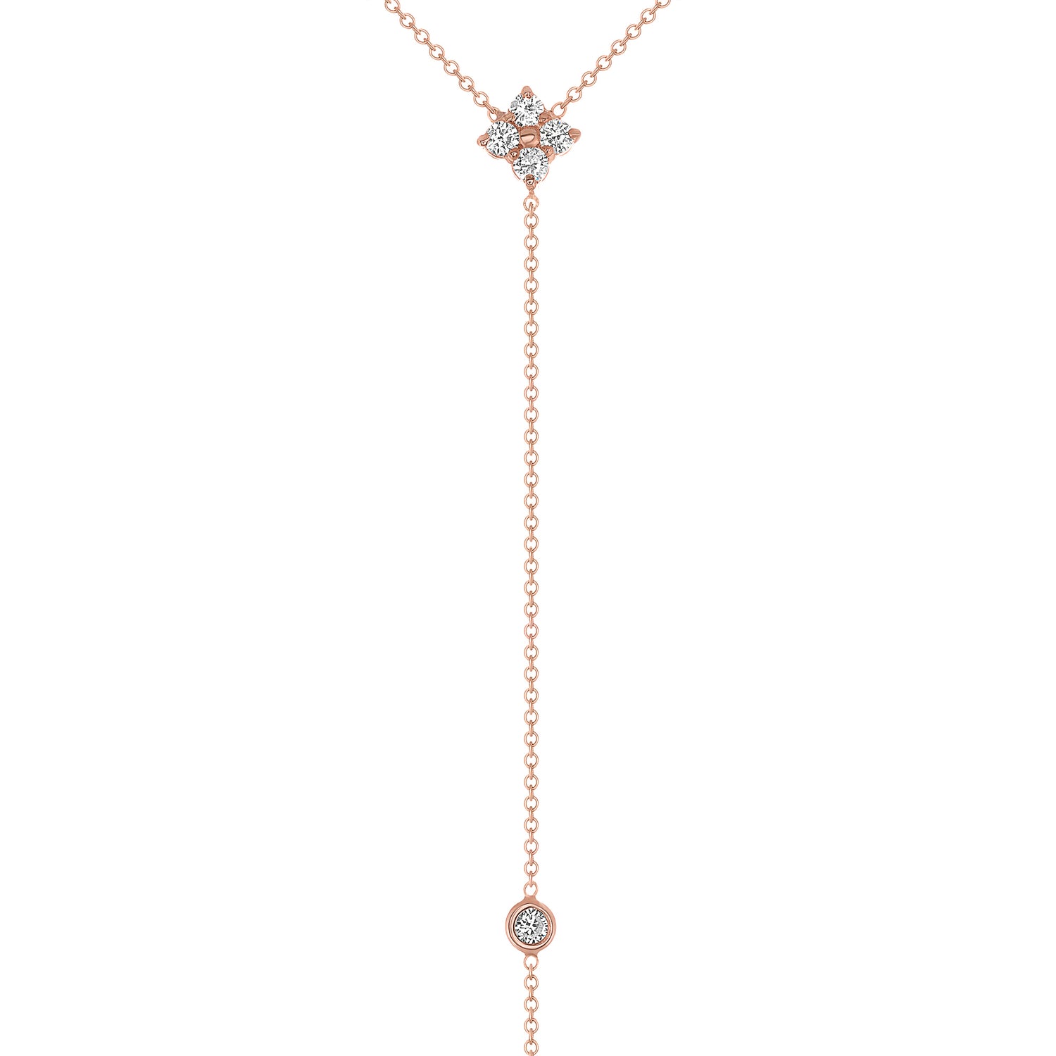 14K Gold Diamond Lariat Necklace Diamond Y-Necklace - Abtin & Company 