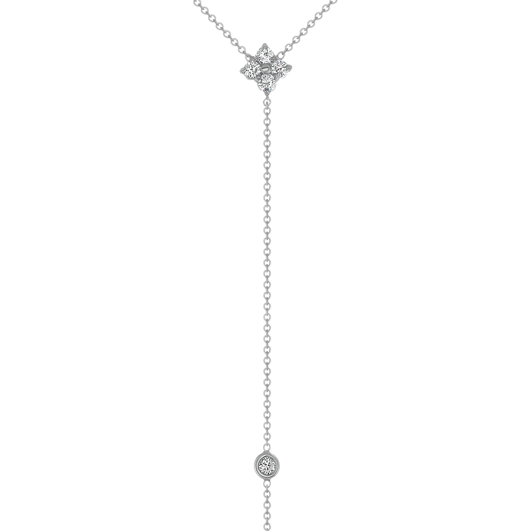 14K Gold Diamond Lariat Necklace Diamond Y-Necklace - Abtin & Company 